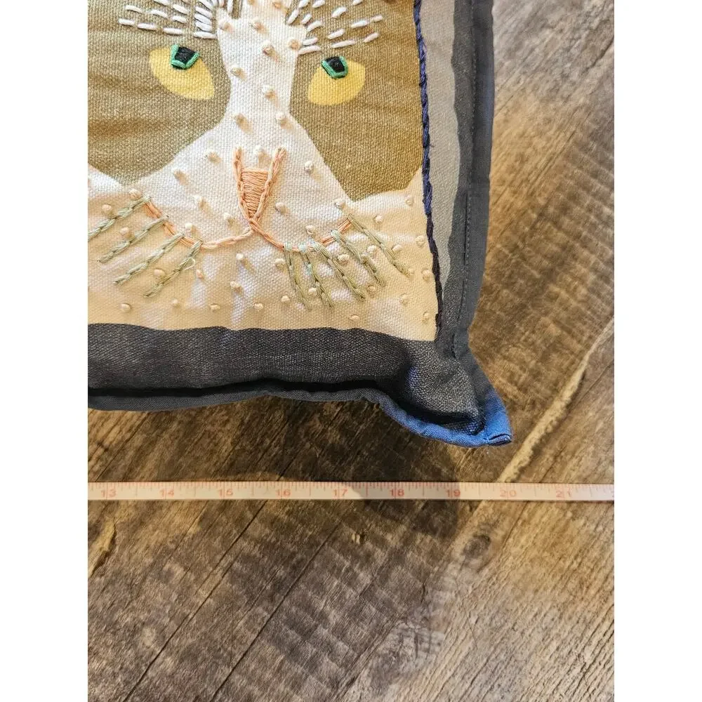 Petalura Three's a Crowd lumbar Throw Pillow embroidered cats